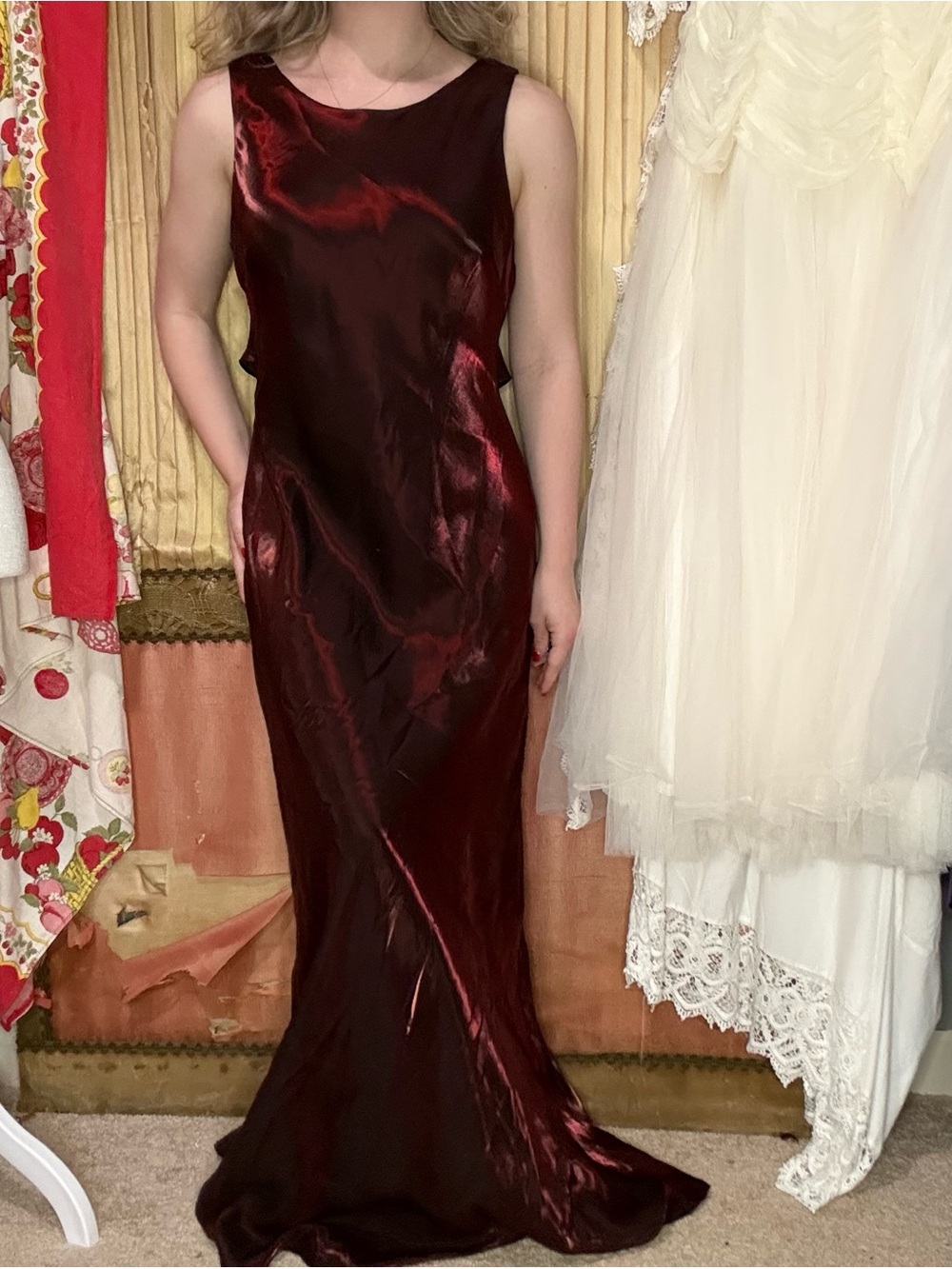 Vintage 90’s Sleeveless Maxi Dress in Deep Wine